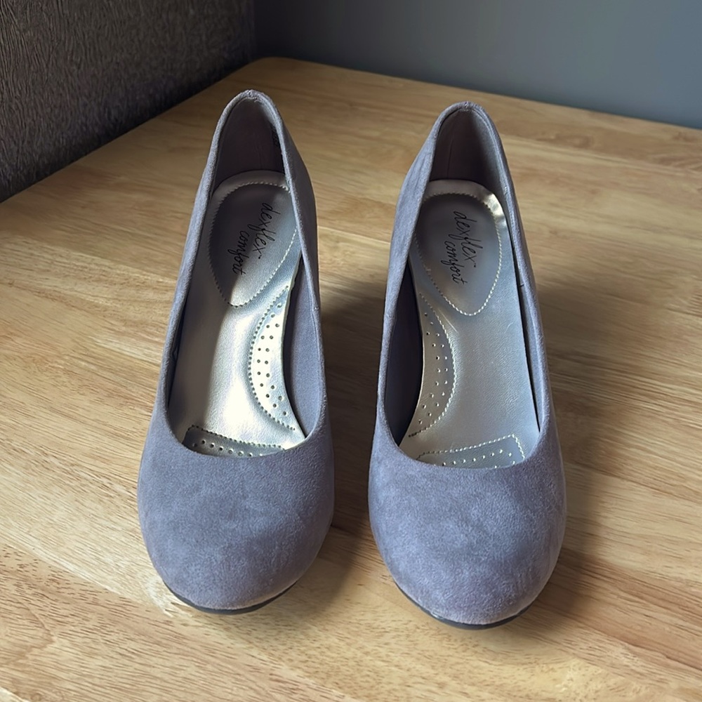 Gray Dexflex Comfort Suede Wedge Heel